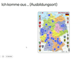 Screenshot mit Deutschlandkarte: Ausbildungsorte der Teilehmenden nach Regionen